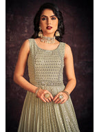 Myra Pista Real Georgette Designer Gown Style Suit - Distacart