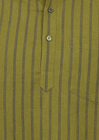 Fabmade Olive Stripe Linen Kurta Set