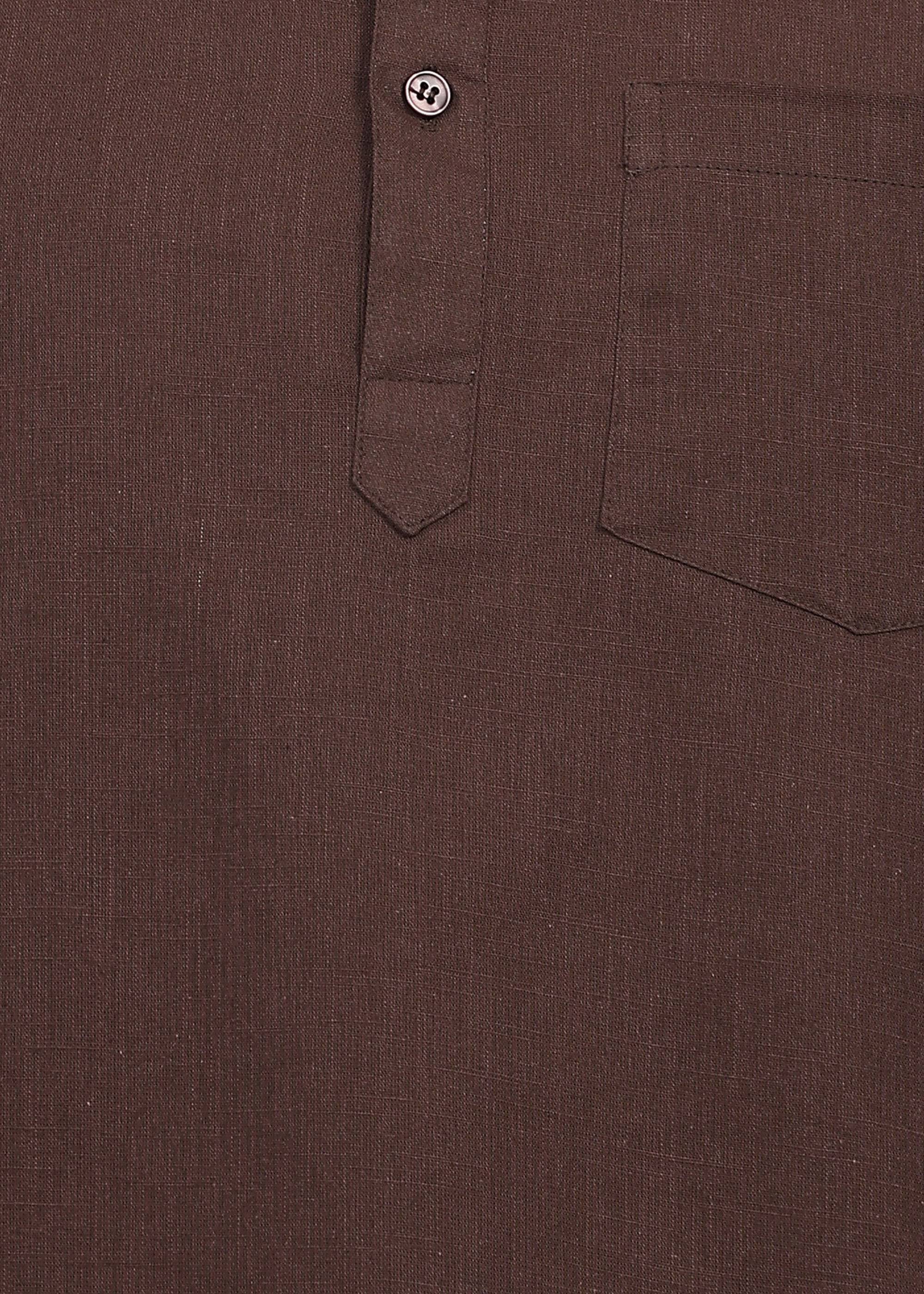 Fabmade Cocoa Drift Linen Short Kurta