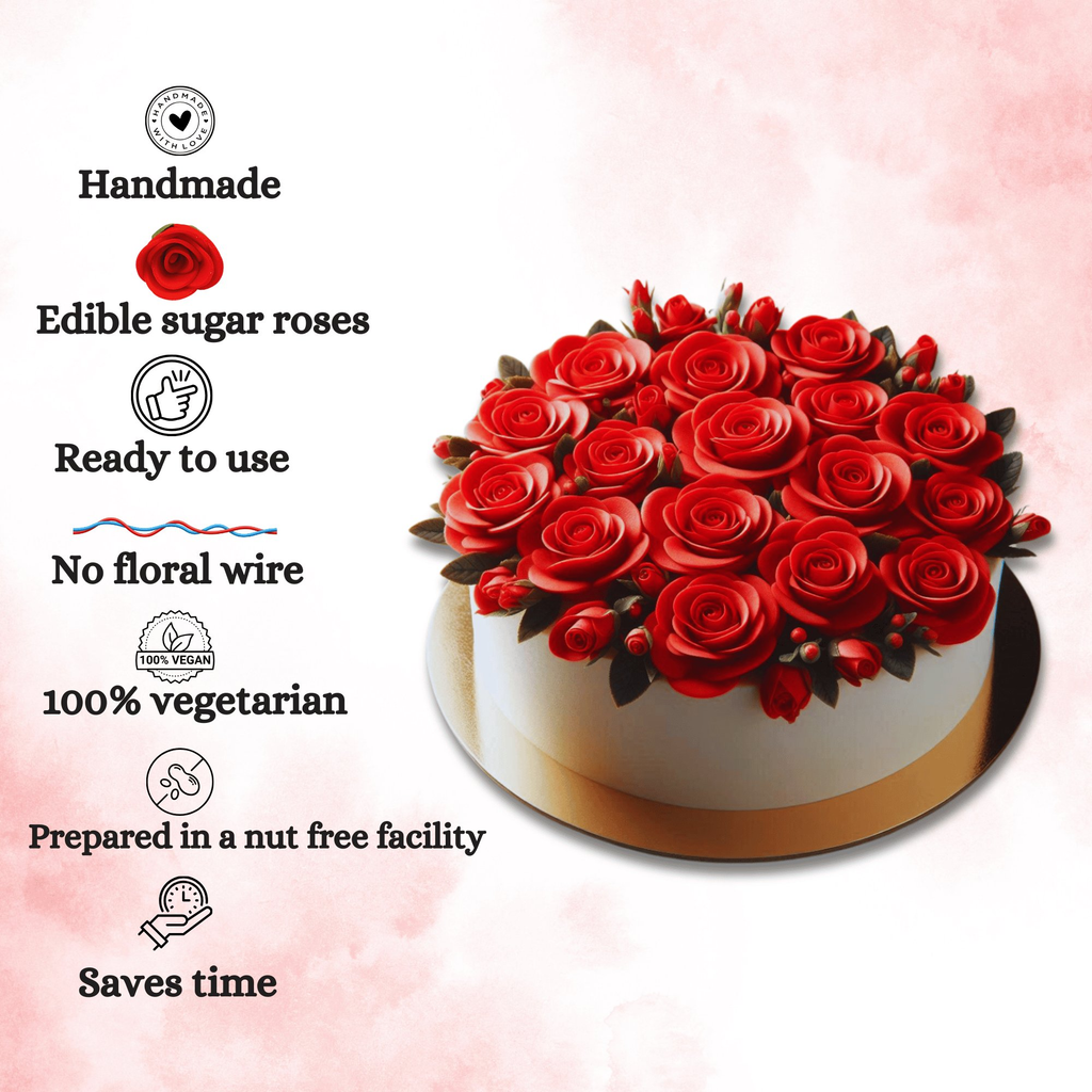 sugar flowers for cake cupcake decoration red 120 gms