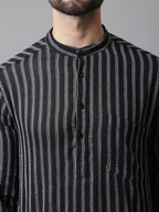 Even Apparels Black Pure Cotton Kurta With Band Collar - Distacart