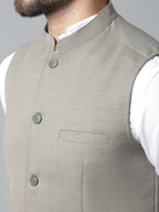 Even Apparels Men's Cream Nehru Jacket With Welt Pockets