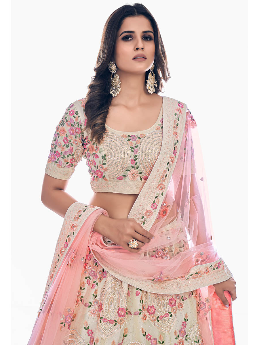 Myra White Soft Net Embroidered Designer Lehenga Choli
