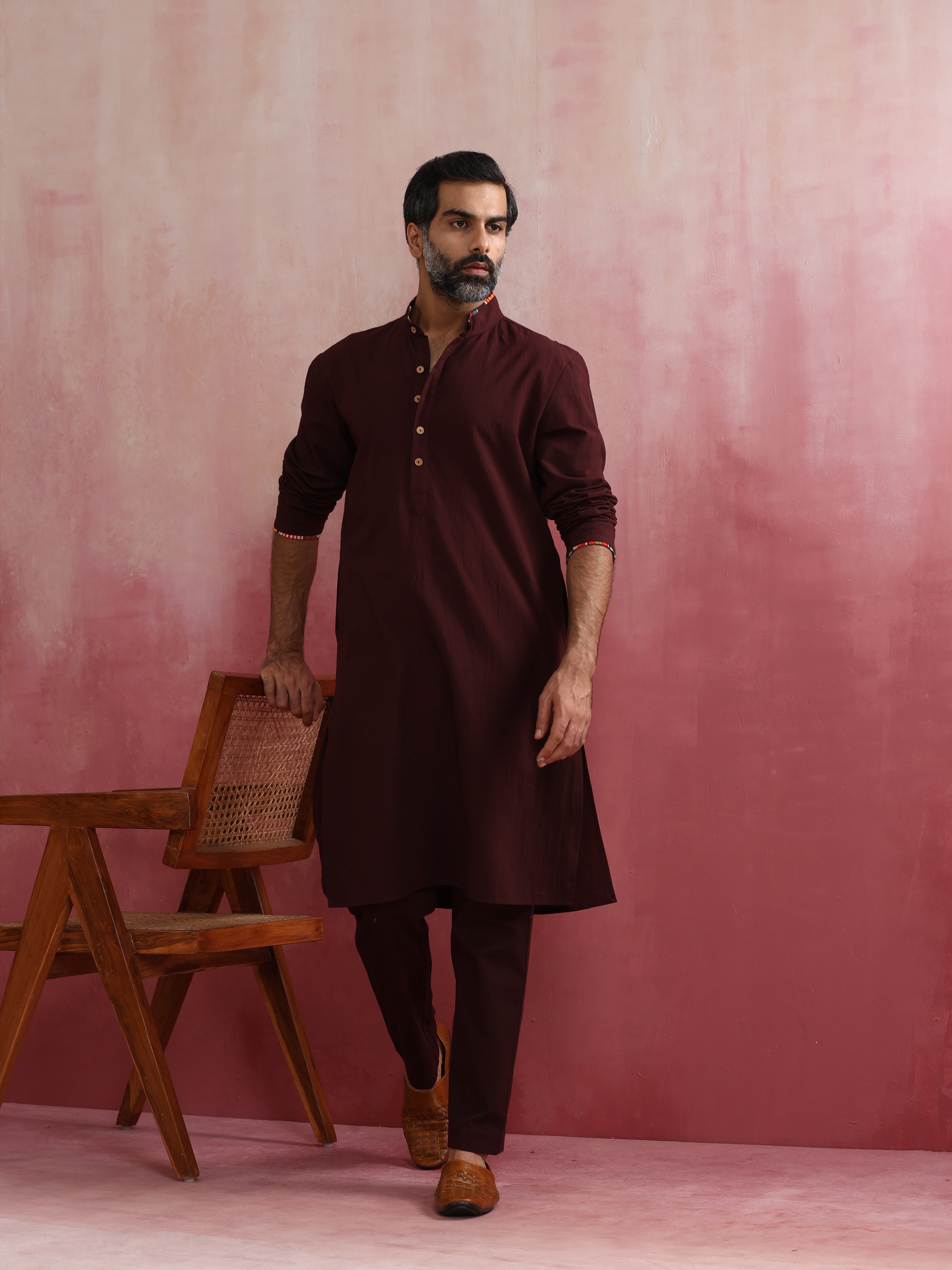 trueBrowns Men's Cola Mandarin Collar Kurta