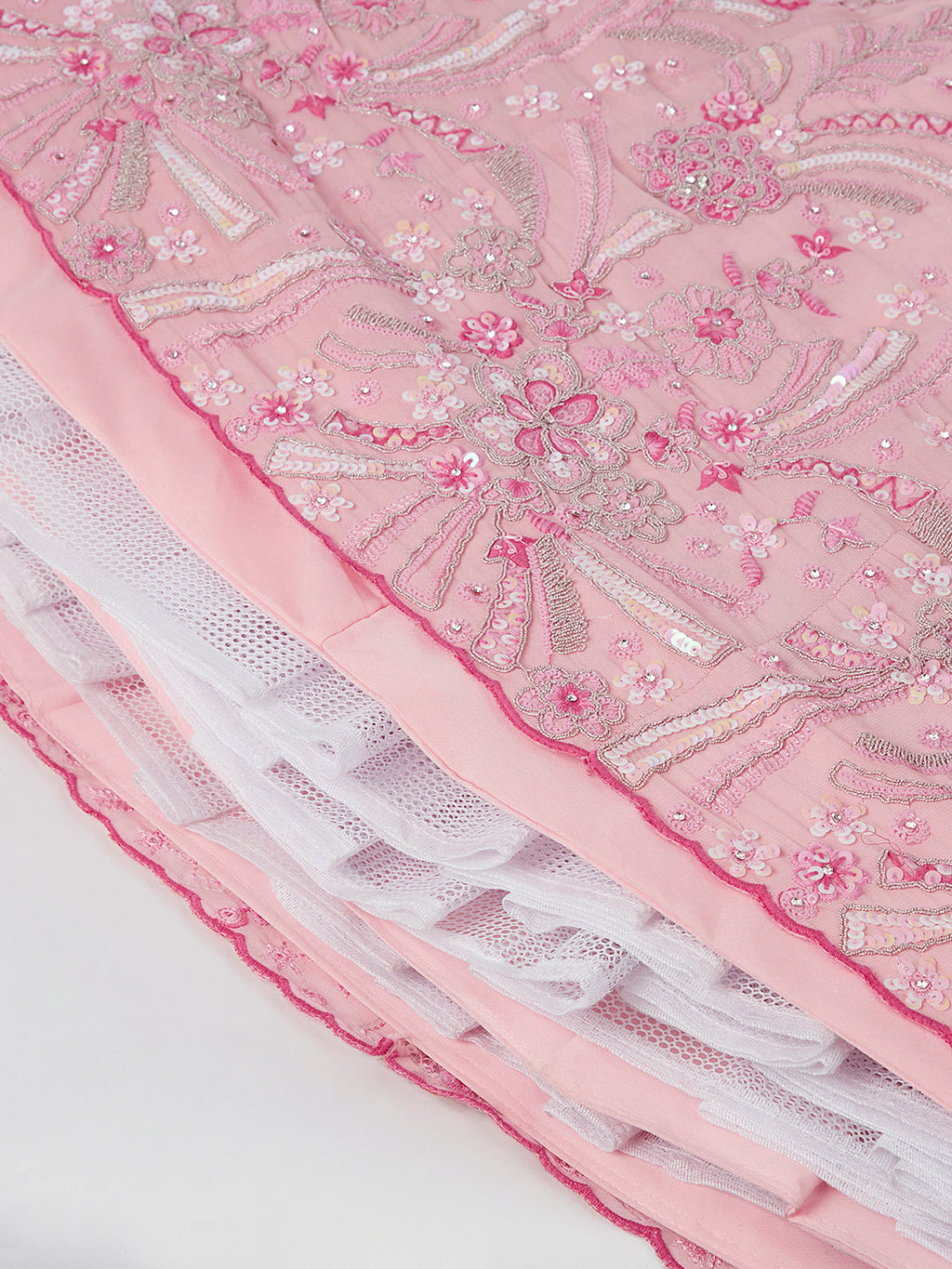 House of Panchhi Pink Georgette Sequins And Thread Embroidery Lehenga Choli & Dupatta