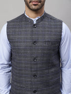 Even Apparels Men's Grey Nehru Jacket With Welt Pockets