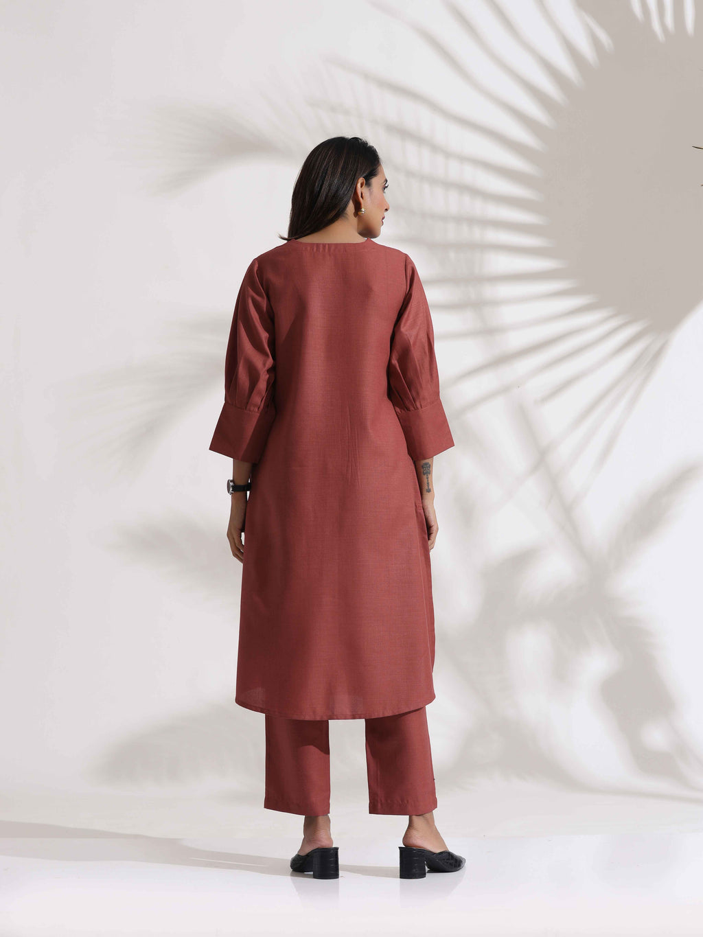 trueBrowns Pink Slub Kurta Set - Distacart