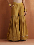 trueBrowns Gold Tissue Sharara Dupatta Set - Distacart