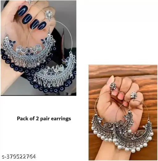 Tehzeeb Creations Women's Silver Colour Combo Pack Of 2 Earring - Distacart