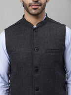 Even Apparels Men's Grey Pure Wool Nehru Jacket