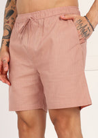 Fabmade Men’S Peach Linen Shorts