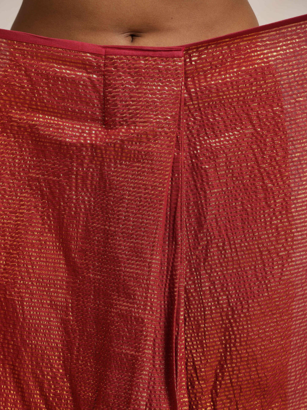 trueBrowns Maroon Gold Metallic Ready To Wear Plus Size Saree