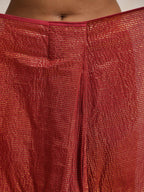 trueBrowns Maroon Gold Metallic Ready To Wear Plus Size Saree
