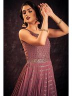 Myra Mauve Real Georgette Designer Gown Style Suit - Distacart