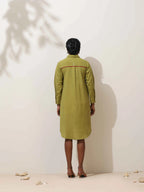 trueBrowns Pear Green Cotton Linen Dress - Distacart