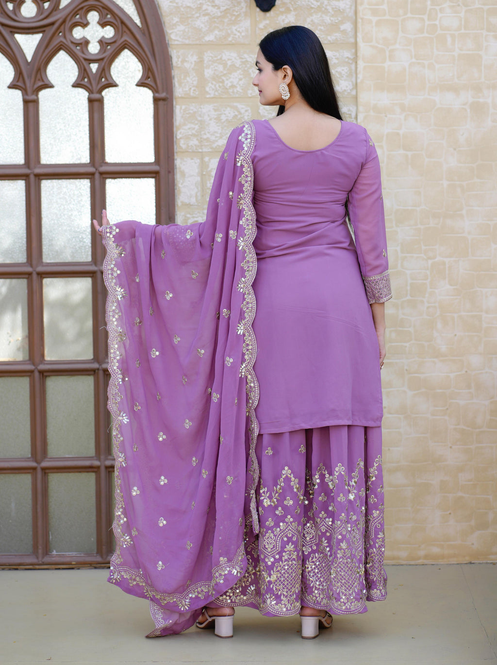 Yash Enterprise Elegent Georgette Embroidery Pink Readymade Salwar Suit - Distacart