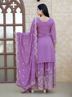 Yash Enterprise Elegent Georgette Embroidery Pink Readymade Salwar Suit - Distacart