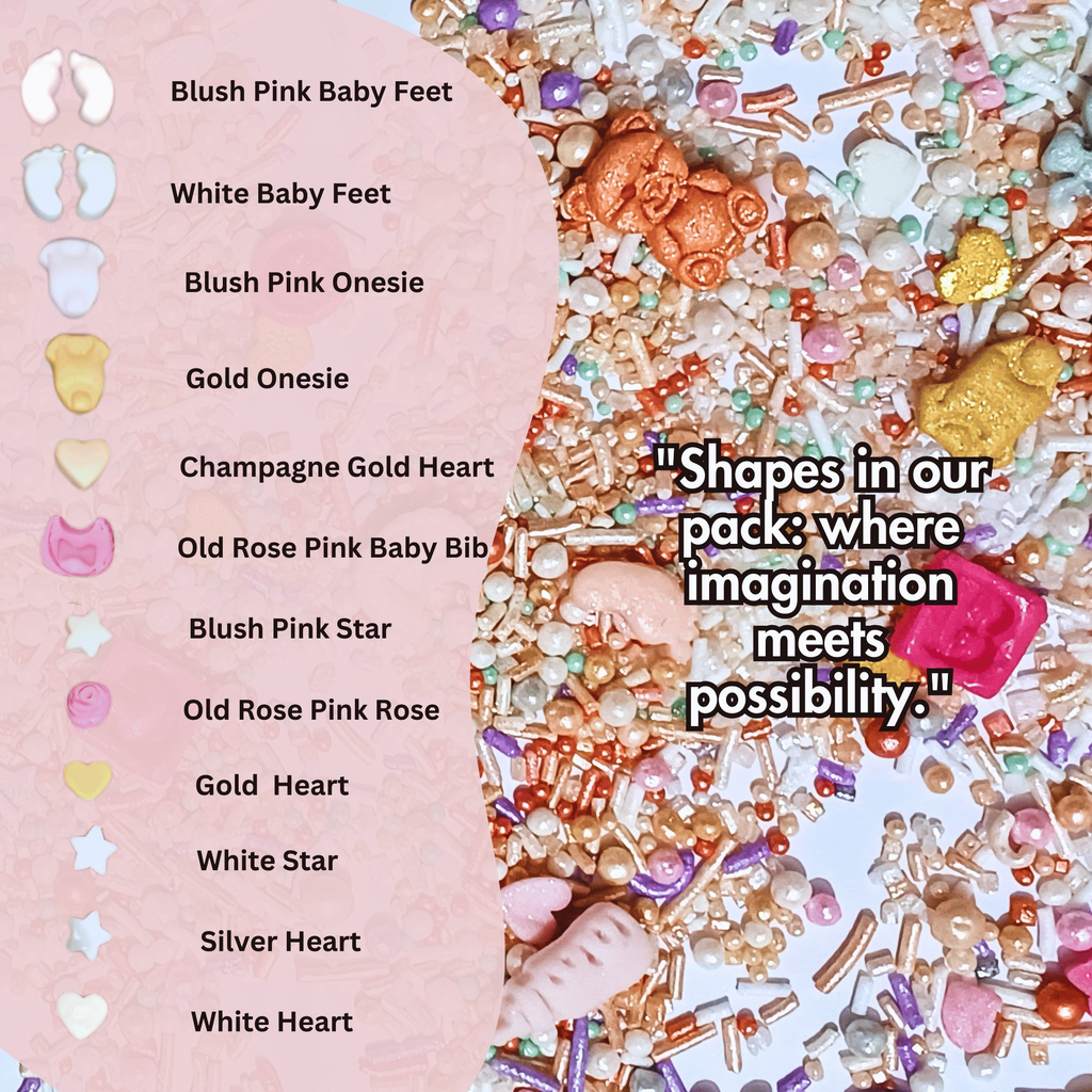 confect girls baby shower sprinkles edible sprinkles mix heart teddy baby feed bottle baby feet sprinkles pack of 5 baby shower 18