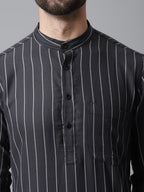 Even Apparels Black Pure Cotton Kurta With Band Collar - Distacart