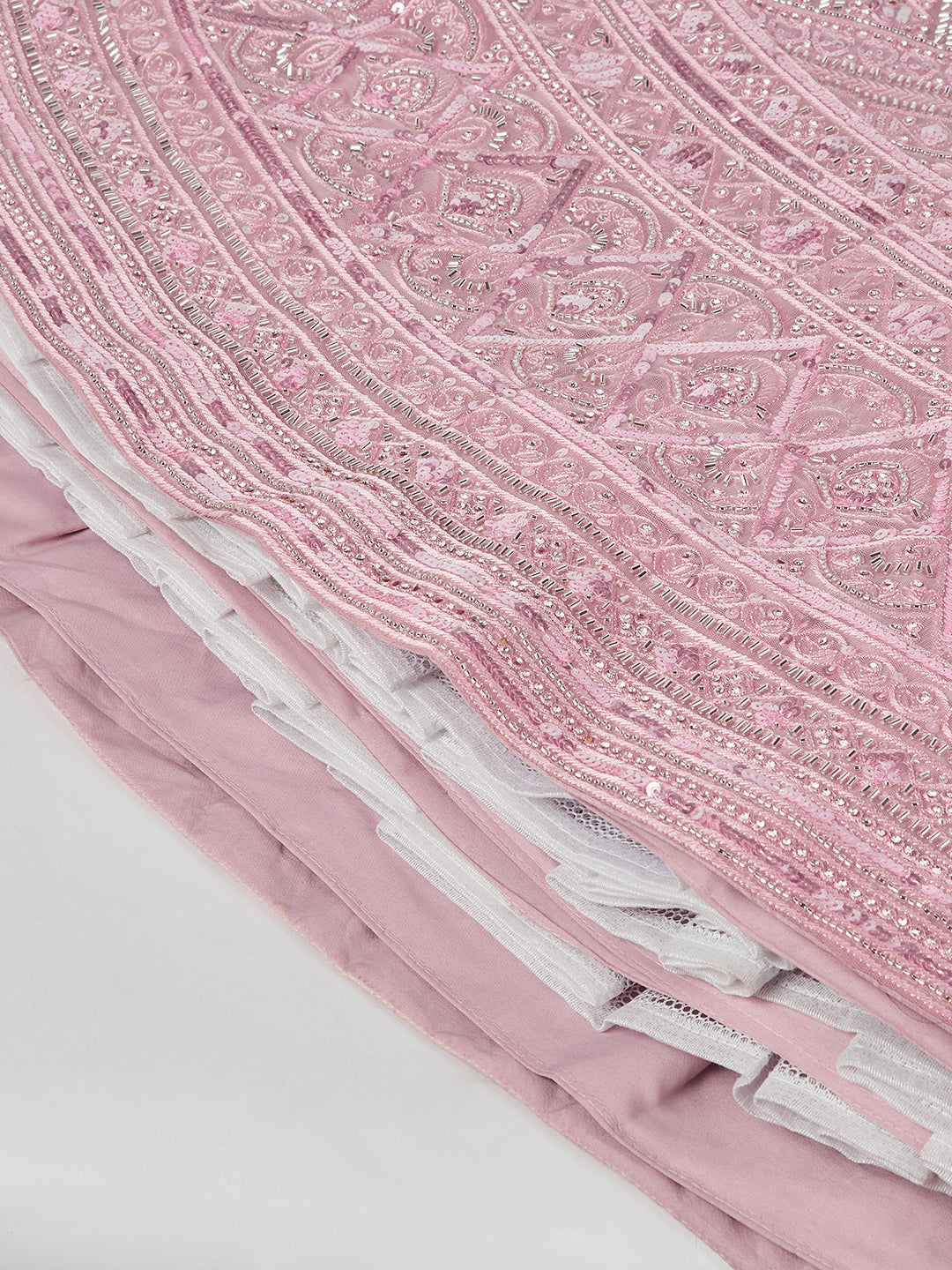 House of Panchhi Pink Net Cutdana, Sequins And Zarkan Embroidery Lehenga Choli & Dupatta