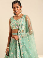 House of Panchhi Sea Green Georgette heavy Sequinse embroidery Lehenga choli & Dupatta