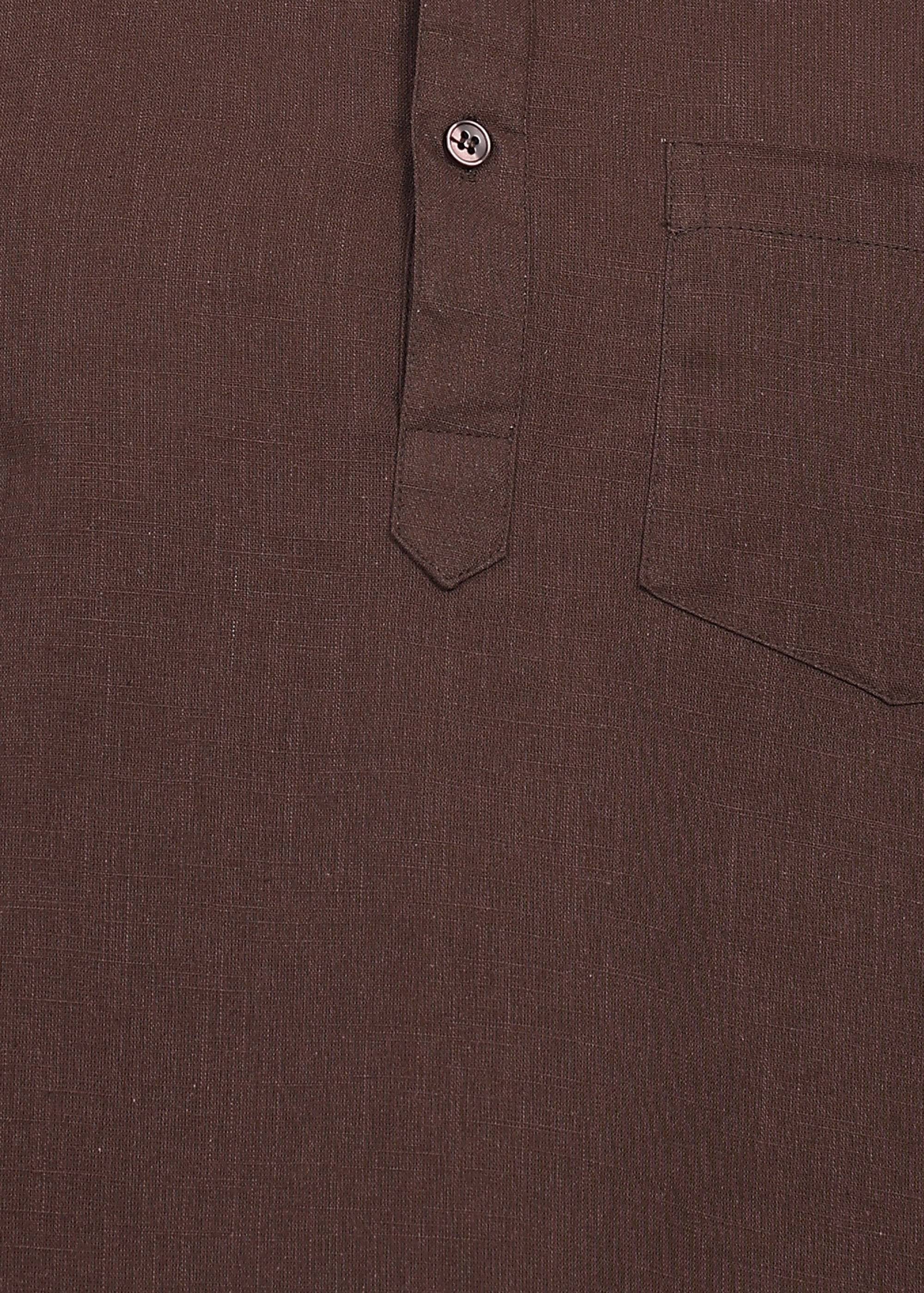 Fabmade Cocoa Drift Linen Kurta Set