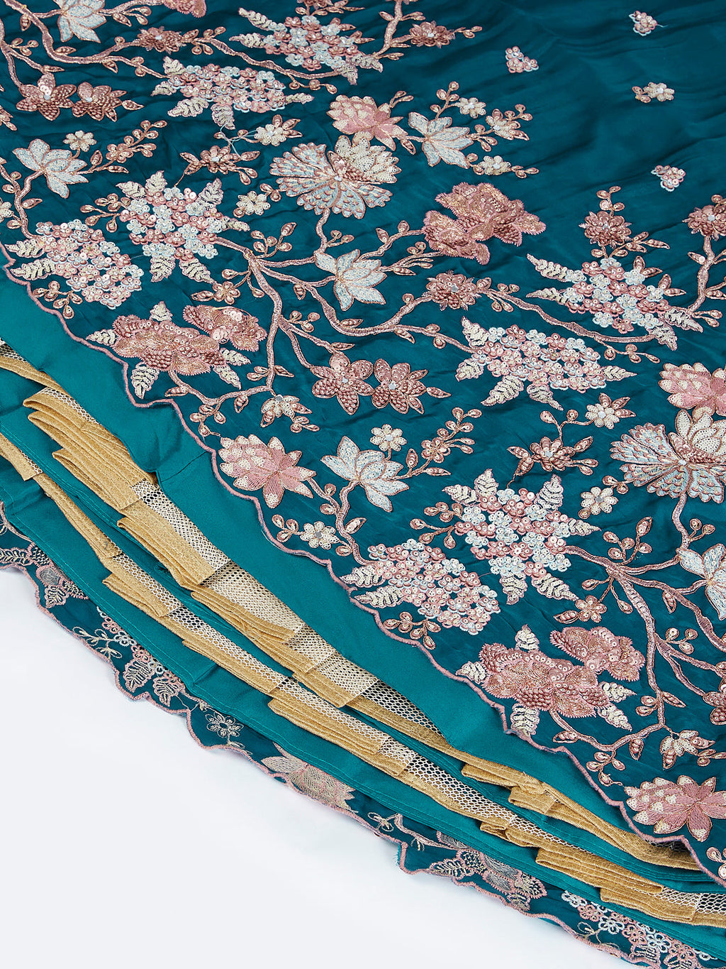 House of Panchhi Olive Pure Georgette Sequins And Thread Embroidery Lehenga Choli & Dupatta