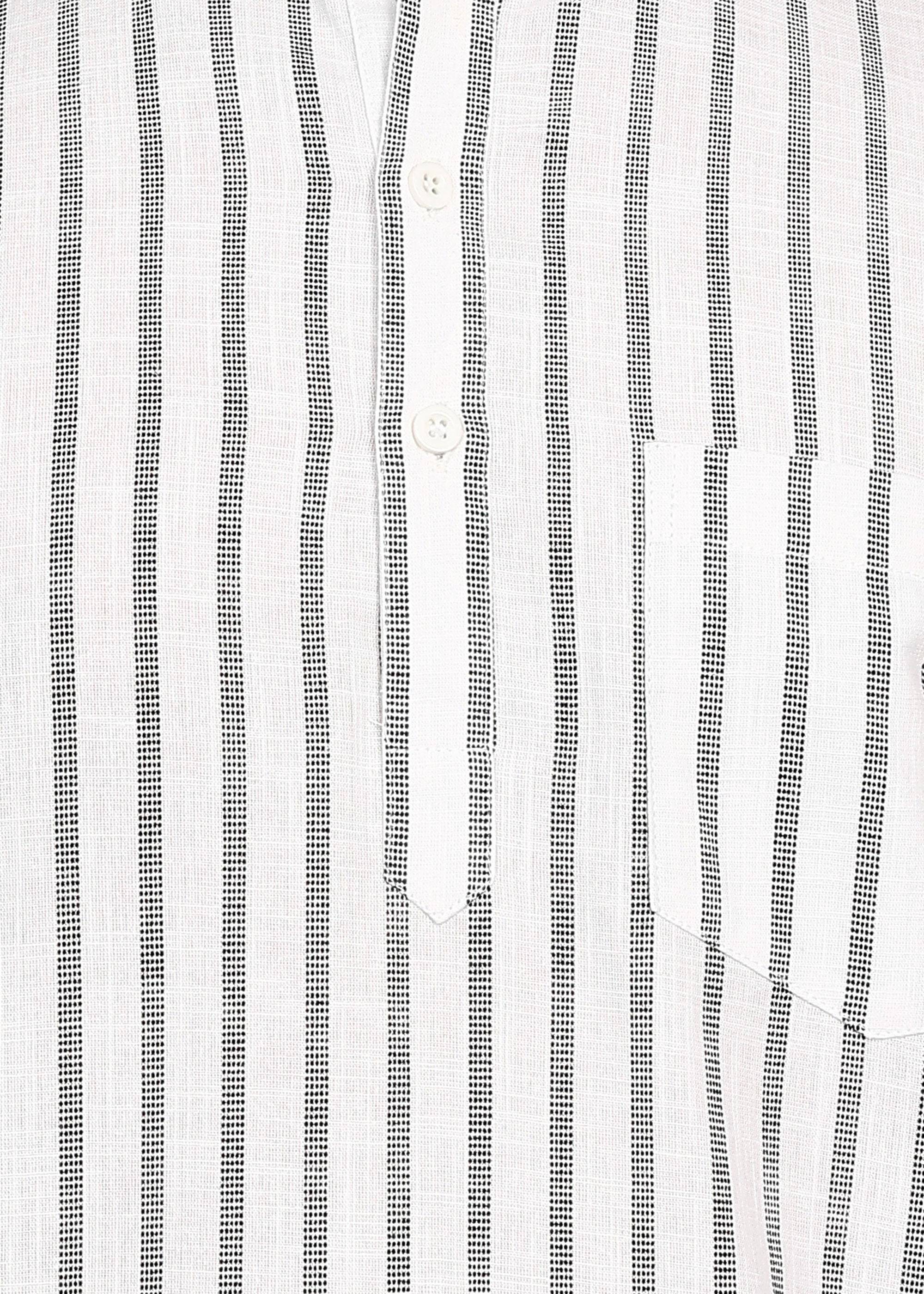 Fabmade Driftline Stripe Linen Short Kurta