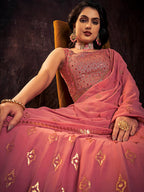 Myra Pink Real Georgette Designer Gown Style Suit - Distacart