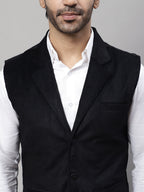 Even Apparels Men's Black Nehru Jacket With Welt Pockets