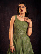 Myra Green Real Georgette Designer Gown Style Suit - Distacart