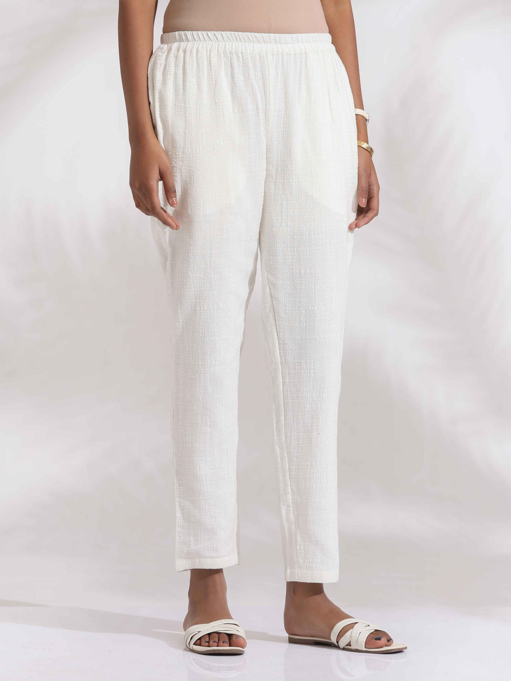 trueBrowns White Cotton A-line Kurta Set - Distacart