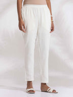 trueBrowns White Cotton A-line Kurta Set - Distacart