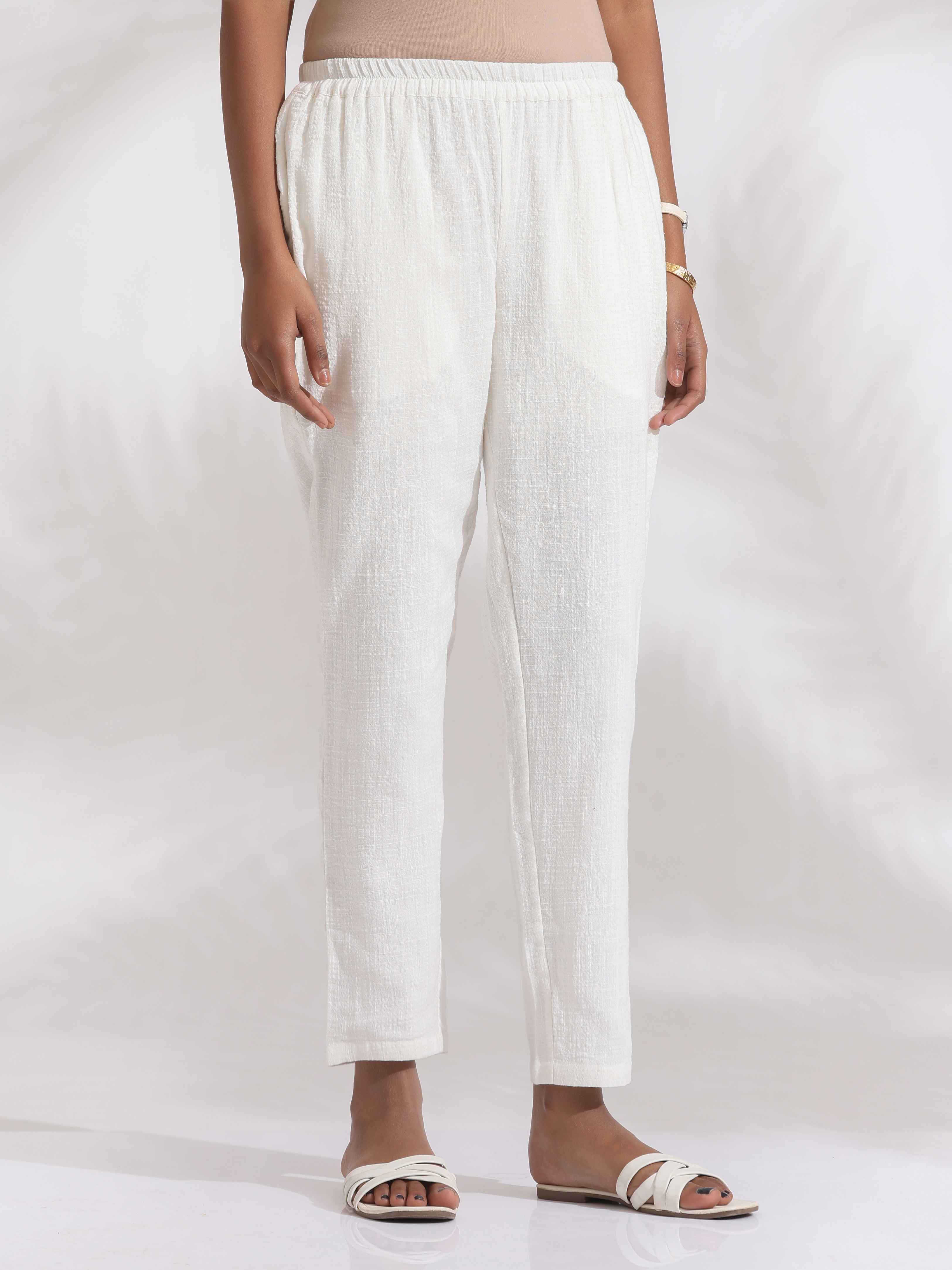 trueBrowns White Cotton A-line Kurta Set - Distacart