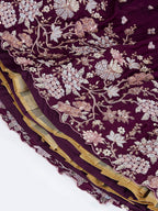 House of Panchhi Purple Pure Georgette Sequins And Thread Embroidery Lehenga Choli & Dupatta