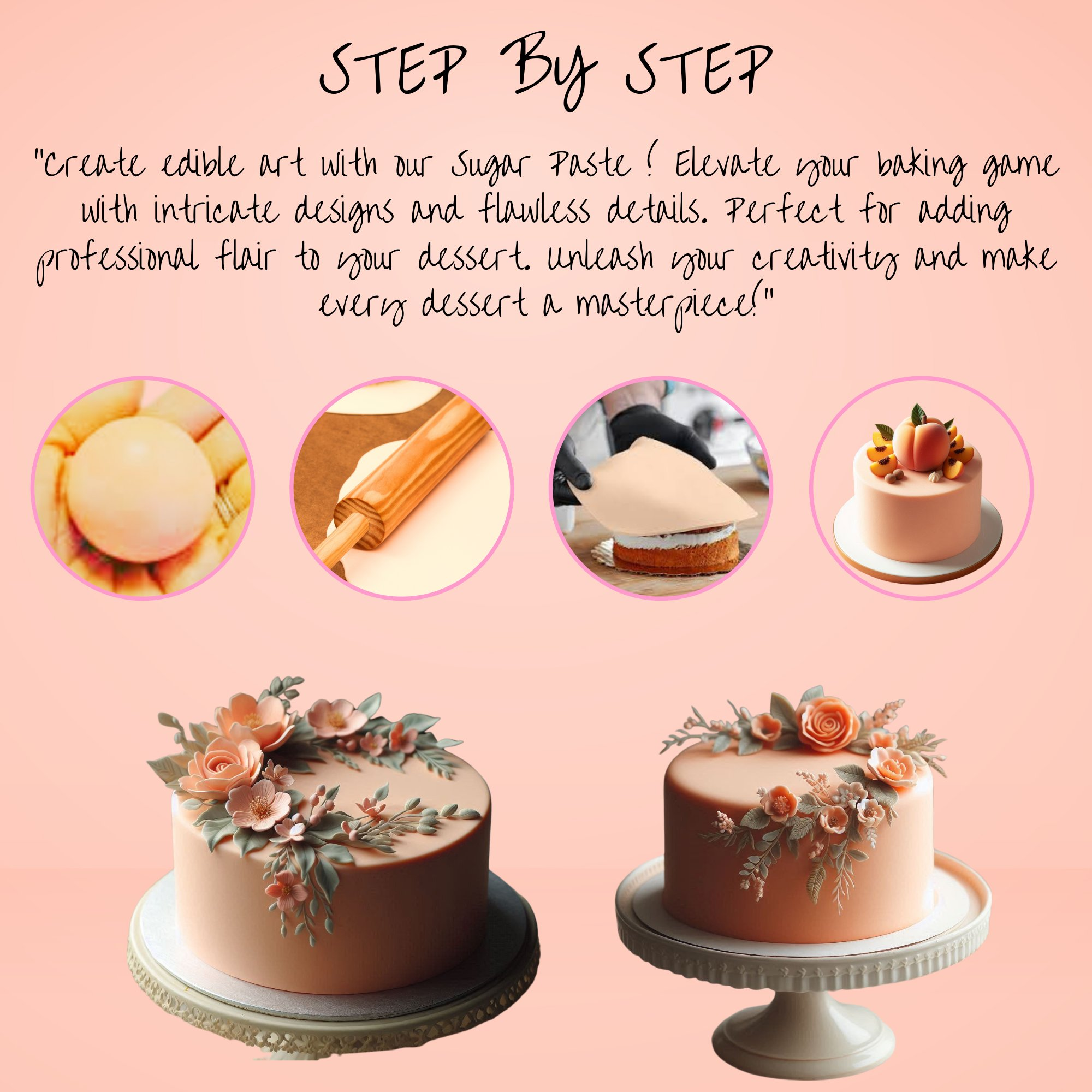 peach sugarpaste 250 gms