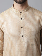 Even Apparels Beige Solid Kurta With Band Collar - Distacart