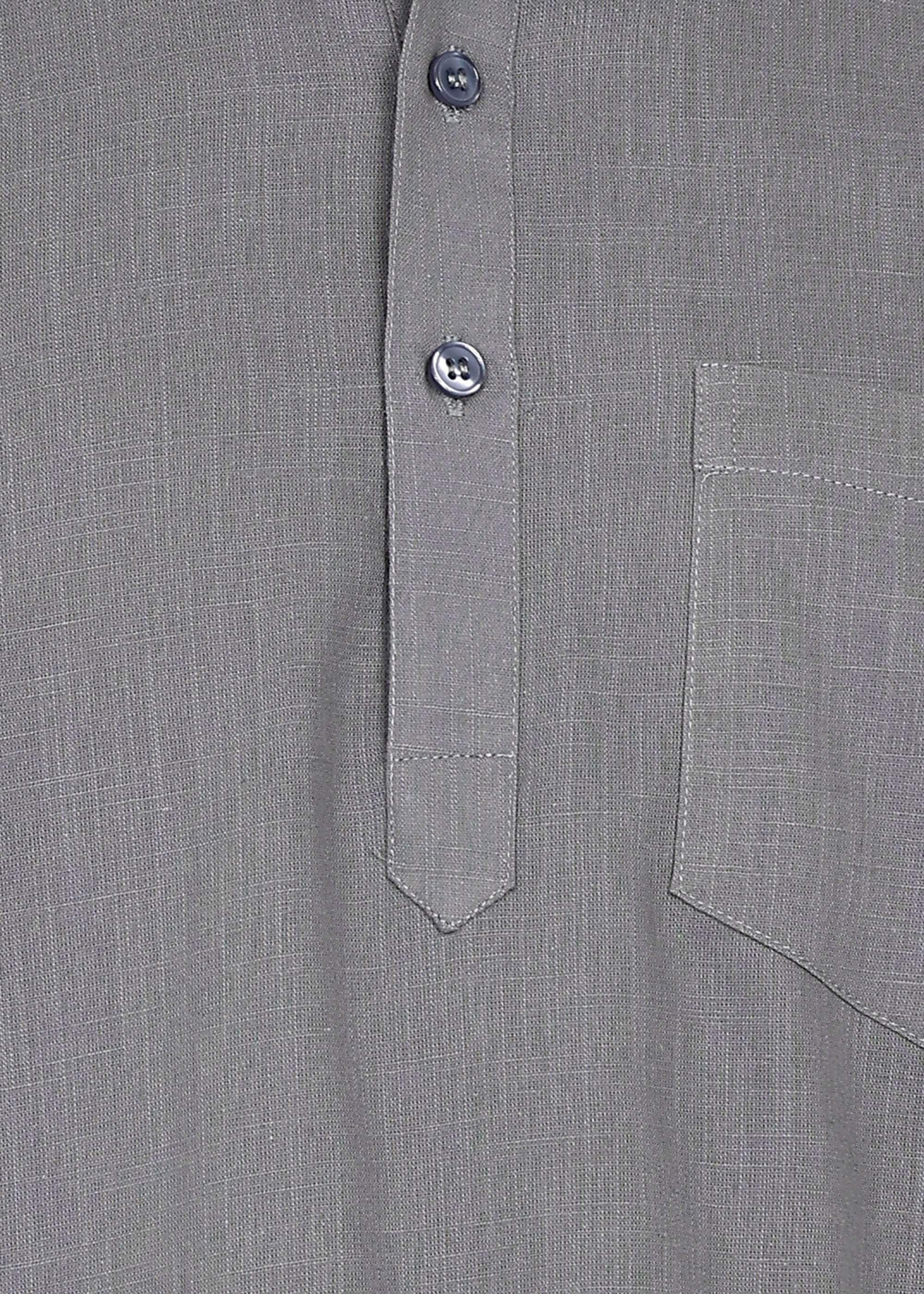 Fabmade Ash Grey Linen Short Kurta