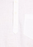 Fabmade Pure Ivory Linen Short Kurta