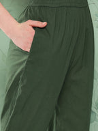 InWeave Women's Green Floral Motif Nyra Kurta Set With Dupatta