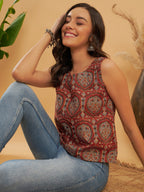 InWeave Maroon Mughal Kalamkari Top