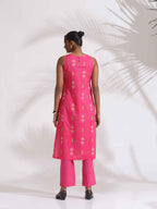 trueBrowns Pink Cotton Print Sleeveless Kurta Set - Distacart