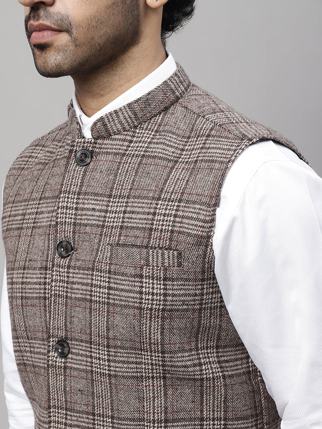Even Apparels Men's Beige Pure Wool Nehru Jacket