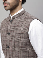 Even Apparels Men's Beige Pure Wool Nehru Jacket