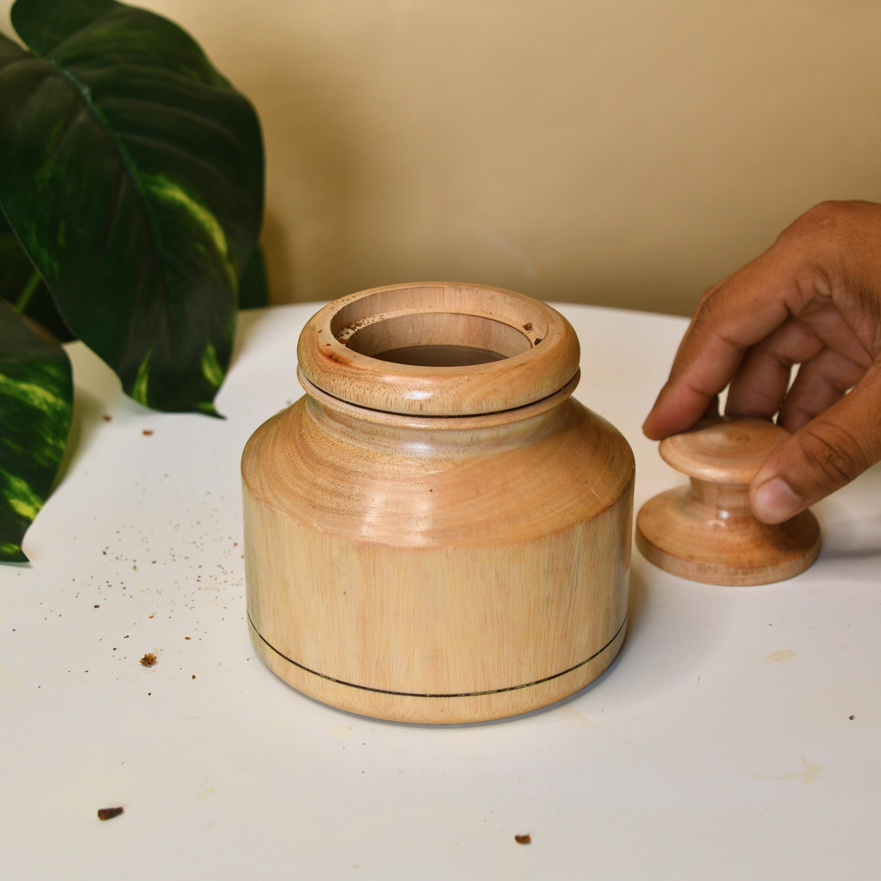 Sowpeace Premium Wooden Storage Jar for Elegant Organization - Distacart