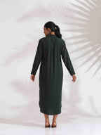 trueBrowns Green Cotton Shirt Dress - Distacart