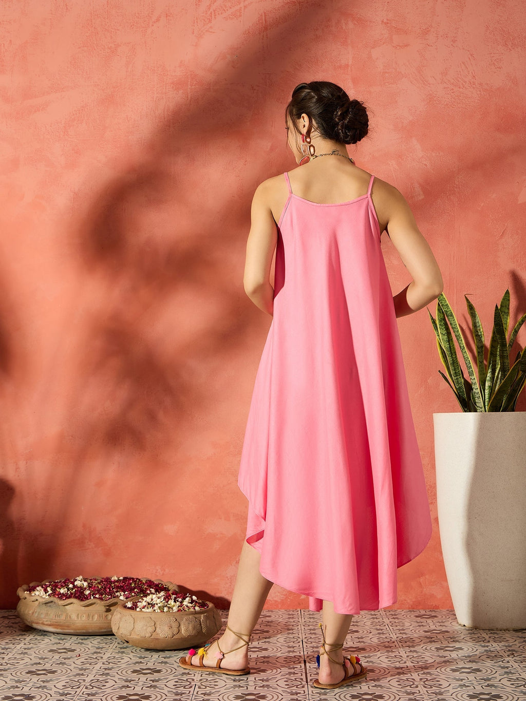 InWeave Purple Floral Peach Asymmetrical Dress - Distacart