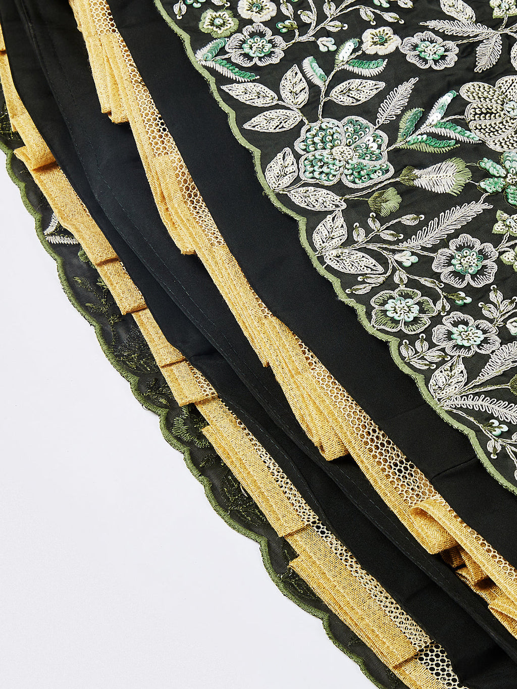 House of Panchhi Turquoise Blue Georgette Sequins And Thread Embroidery Lehenga Choli & Dupatta
