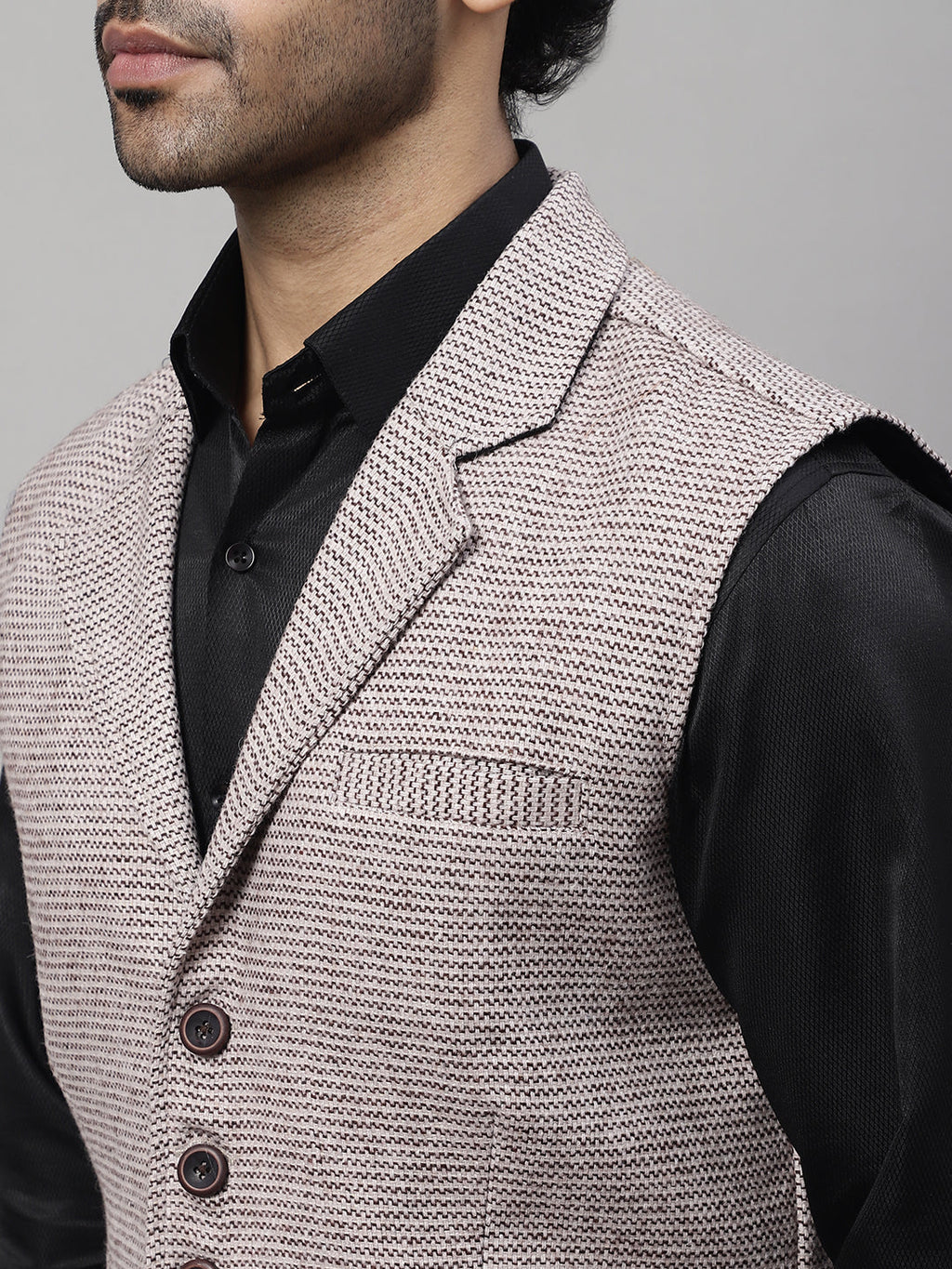 Even Apparels Men's Cream Pure Wool Nehru Jacket
