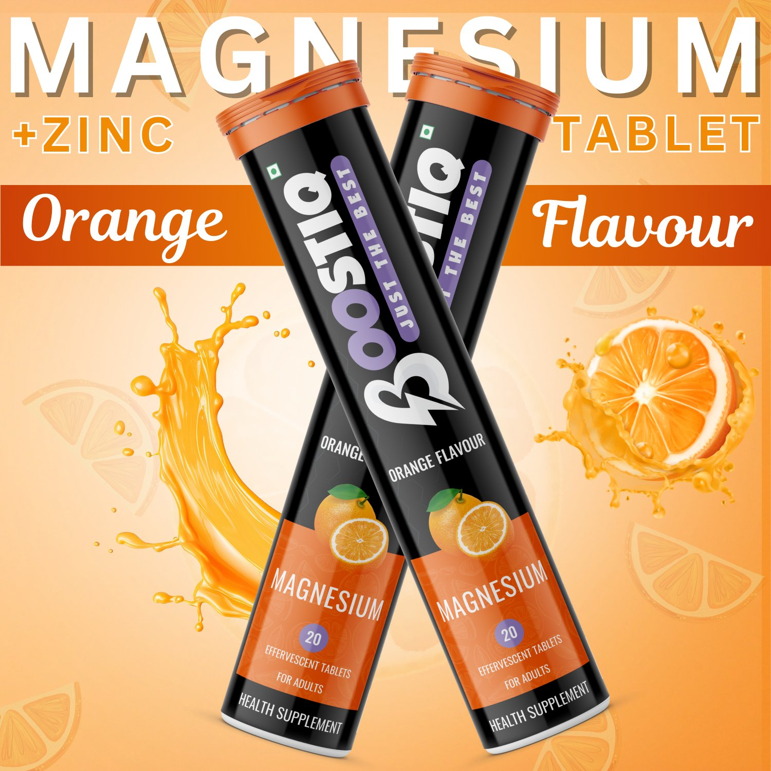 BOOSTIQ Magnesium Effervescent Tablets - Orange Flavour
